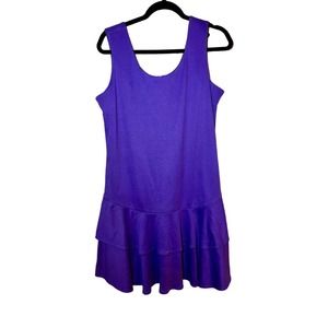 1990s Vintage Stefan Off the Shoulder Purple Ruffles Dress